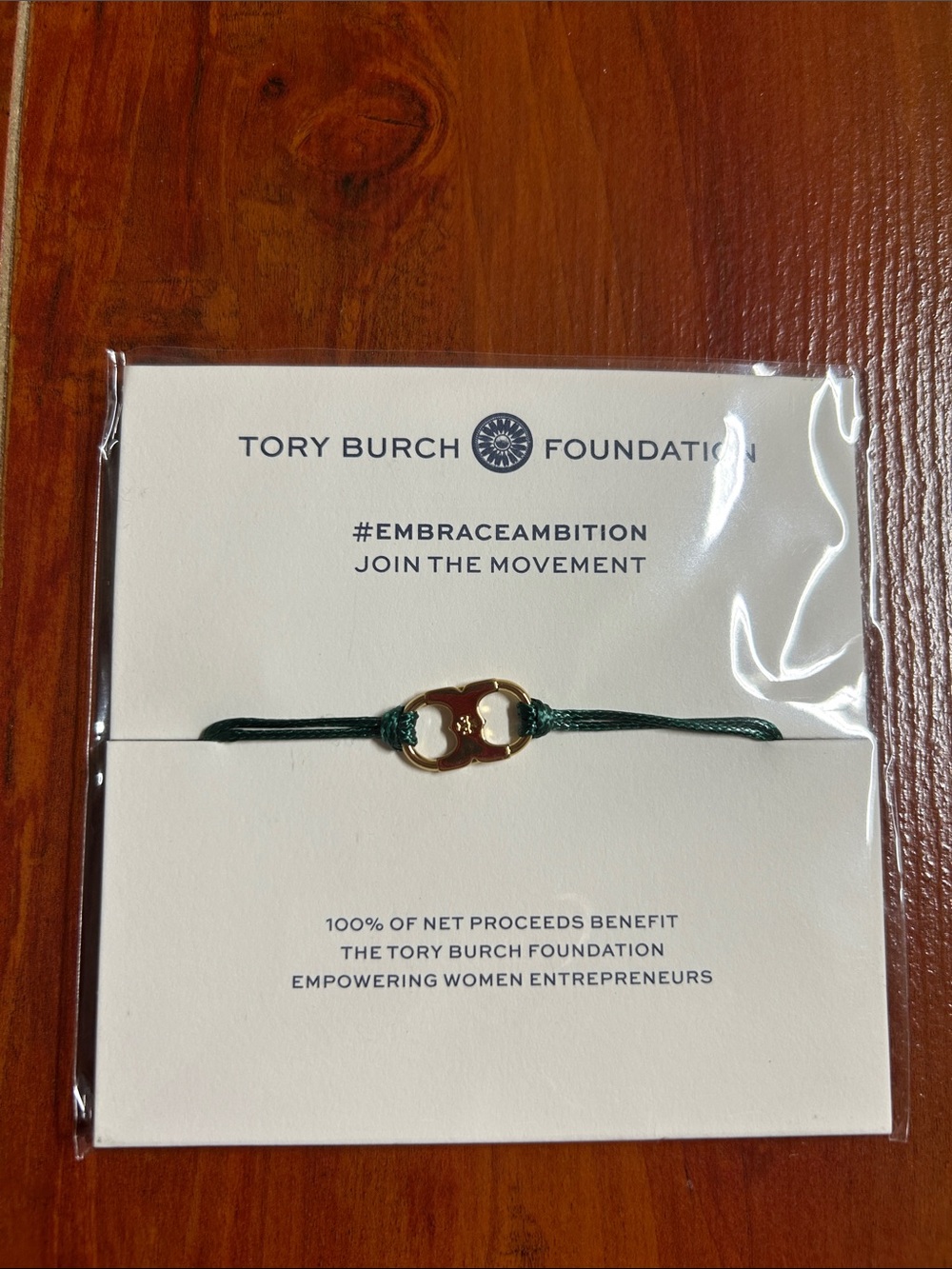 Tory Burch Gold Logo Cord Bracelet - Dark Green